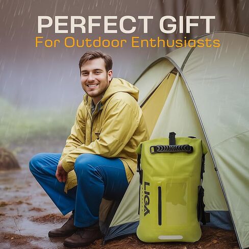 LIGA Waterproof Duffel Bag – 30L – Heavy Duty Roll-Top Closure – Fully Waterproof – Cushioned Comfort – Dry Bag for Hiking, Kayak, Travel, Biking, Camping, Fishing (Yellow) in Saudi Arabia