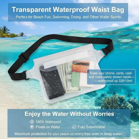 Waterproof Belt for Men & Women, Waterproof Phone Pouch Crossbody Bag, Travel Wet Bag for Kayak, Paddle Board Accessories, Beach, Theme Park & Cruise Must-Have Wallet Pouch, Black in Saudi Arabia
