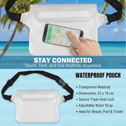 Waterproof Belt for Men & Women, Waterproof Phone Pouch Crossbody Bag, Travel Wet Bag for Kayak, Paddle Board Accessories, Beach, Theme Park & Cruise Must-Have Wallet Pouch, Black in Saudi Arabia