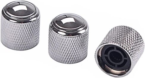 BESTonZON 3pcs Aluminum Alloy Chrome Guitar Control Knobs Volume Tone Dome Knobs for Bass Guitar Replacement in Saudi Arabia
