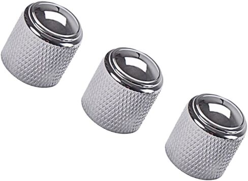 BESTonZON 3pcs Aluminum Alloy Chrome Guitar Control Knobs Volume Tone Dome Knobs for Bass Guitar Replacement in Saudi Arabia