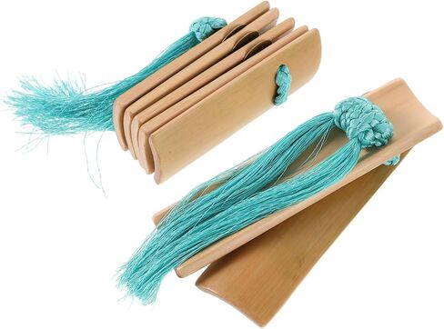 1 Set Kuaiban Traditional Castanets with Blue Tassels for Music Performances Educational Use and Festivals Portable Lightweight Durable Percussion Instrument in Saudi Arabia