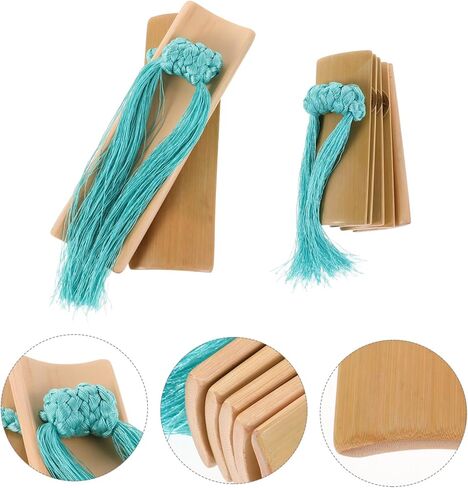 1 Set Kuaiban Traditional Castanets with Blue Tassels for Music Performances Educational Use and Festivals Portable Lightweight Durable Percussion Instrument in Saudi Arabia