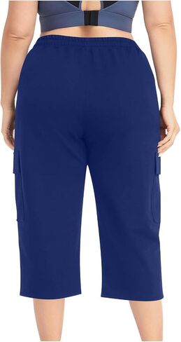 bmkBWO Capri Pants for Women Plus Size,High Waisted Summer Casual Capris Loose Fit Flowy Comfy Cropped Pajama Pant in Saudi Arabia