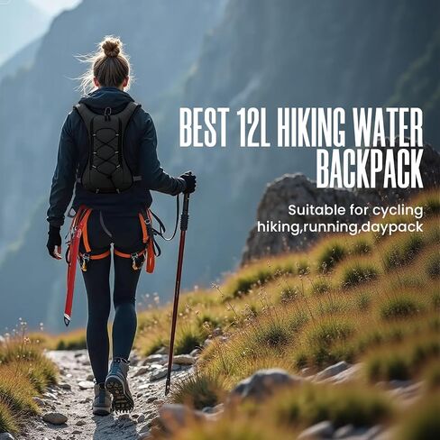 12L Hydration Backpack for Women and Men- Lightweight Hydration Pack with 2L Water Bladder, Water Pack for Hiking,Cycling,Rave and Running, Adjustable Chest Straps and Reflective in Saudi Arabia