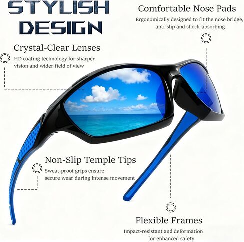 Sunglasses for Men Classic Design with UV Protection Wrap-Around Fit Sun Glasses for Driving, Running, Vacation & Cycling in Saudi Arabia