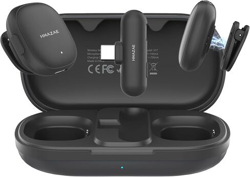 ميكروفون صغير لأجهزة iPhone/iPad/Android، ميكروفون لاسلكي احترافي مع حافظة شحن، وصلة USB-C، 3 أوضاع AI Denoise لتسجيل الفيديو/مدونات الفيديو/YouTube/TikTok in Kuwait