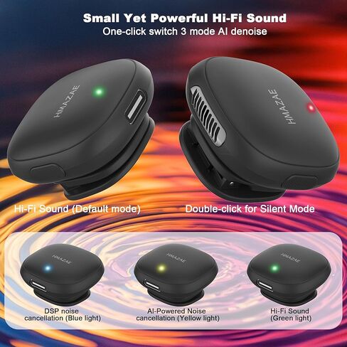 ميكروفون صغير لأجهزة iPhone/iPad/Android، ميكروفون لاسلكي احترافي مع حافظة شحن، وصلة USB-C، 3 أوضاع AI Denoise لتسجيل الفيديو/مدونات الفيديو/YouTube/TikTok in Kuwait