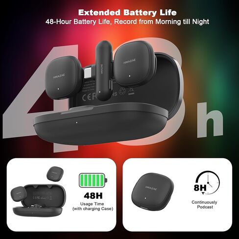 ميكروفون صغير لأجهزة iPhone/iPad/Android، ميكروفون لاسلكي احترافي مع حافظة شحن، وصلة USB-C، 3 أوضاع AI Denoise لتسجيل الفيديو/مدونات الفيديو/YouTube/TikTok in Kuwait