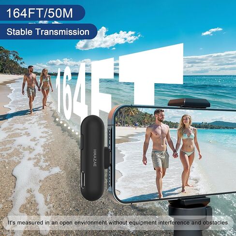 ميكروفون صغير لأجهزة iPhone/iPad/Android، ميكروفون لاسلكي احترافي مع حافظة شحن، وصلة USB-C، 3 أوضاع AI Denoise لتسجيل الفيديو/مدونات الفيديو/YouTube/TikTok in Kuwait