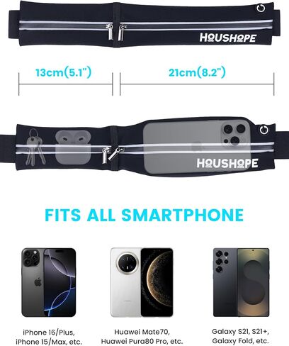 Slim Running Belt Fanny Pack, Reflective Runner Pouch Belt, Waist Pack Bag for Men & Women, Sport, Outdoors, Workout, Running, Fitness, Phone Holder, Cycling, Hiking in Saudi Arabia