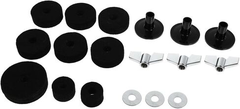 18pcs Drum Kit Felt Pads Set Black Cymbal Pads Drum Accessories for Electronic and Anti-friction Cymbal Protection with Nuts and Washers Professional Percussion Supplies in Saudi Arabia