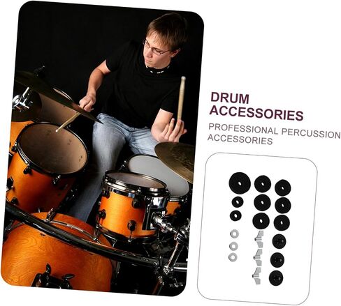18pcs Drum Kit Felt Pads Set Black Cymbal Pads Drum Accessories for Electronic and Anti-friction Cymbal Protection with Nuts and Washers Professional Percussion Supplies in Saudi Arabia