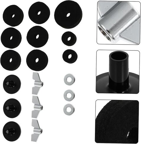 18pcs Drum Kit Felt Pads Set Black Cymbal Pads Drum Accessories for Electronic and Anti-friction Cymbal Protection with Nuts and Washers Professional Percussion Supplies in Saudi Arabia
