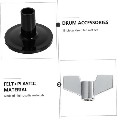 18pcs Drum Kit Felt Pads Set Black Cymbal Pads Drum Accessories for Electronic and Anti-friction Cymbal Protection with Nuts and Washers Professional Percussion Supplies in Saudi Arabia