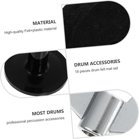 18pcs Drum Felt Pad Set with Disc Nuts and Cymbal Pads Classic Drum Accessories for Drummers and Beginners Practical Anti-slip Felt Kit in Kuwait