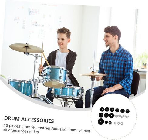 18pcs Drum Felt Pad Set with Disc Nuts and Cymbal Pads Classic Drum Accessories for Drummers and Beginners Practical Anti-slip Felt Kit in Kuwait