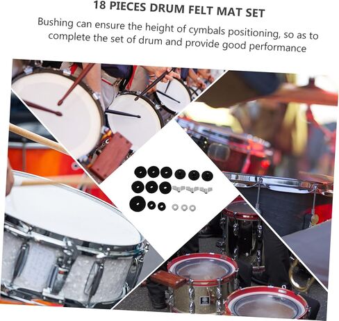 18pcs Drum Felt Pad Set with Disc Nuts and Cymbal Pads Classic Drum Accessories for Drummers and Beginners Practical Anti-slip Felt Kit in Kuwait