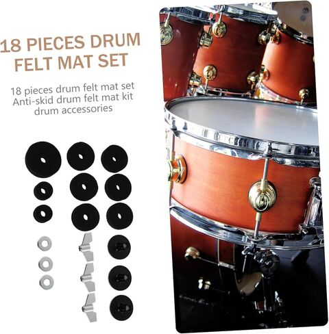 18pcs Drum Felt Pad Set with Disc Nuts and Cymbal Pads Classic Drum Accessories for Drummers and Beginners Practical Anti-slip Felt Kit in Kuwait
