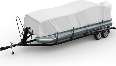 غطاء قارب عائم 22-24 قدم، 1200D PU عالي التحمل من الدرجة البحرية غطاء عائم مع غطاء محرك، غطاء قماش بوليستر أكسفورد مقاوم للماء للأشعة فوق البنفسجية لقارب عائم 22-24 قدم، رمادي in Saudi Arabia