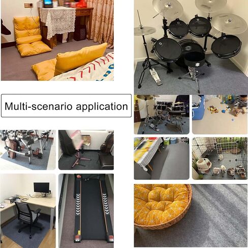 Soundproof Carpet Bedroom 9mm Thickness Household Floor Mat Shock Absorption Sound Absorption Piano Drum Silent Floor Mat(Dark Gray,140x200cm/55.1x78.7in) in Saudi Arabia