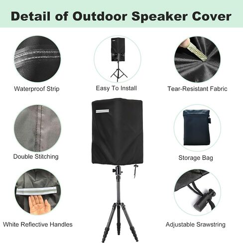 Speaker Cover for 12 Inch PA/DJ Powered Speaker Mounted on Stand, 2 Pack Outdoor Speaker Cover Heavy-duty 600D Oxford Fabric Waterproof, Dustproof, Anti-UV With Night White Reflective Strips,Black in Saudi Arabia