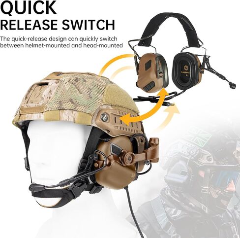 سماعة رأس EARMOR M32X PLUS التكتيكية لحماية الأذن مع ميكروفون وموصل Nato TP120 وU-174 ومحولات خوذة السكك الحديدية ARC in Kuwait