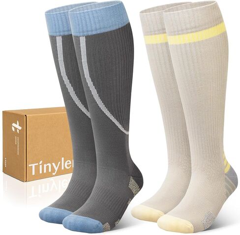 جوارب ضغط واسعة الساق من TINYLEMON للنساء والرجال 15-20 مم زئبق، نعل مبطن، جوارب عالية الدعم للركبة لساعات طويلة وارتداء يومي in Kuwait