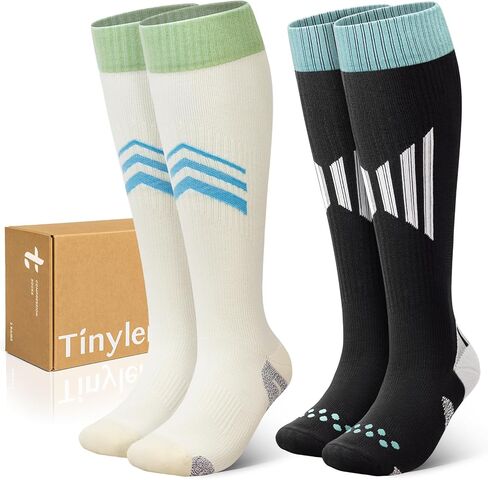 جوارب ضغط واسعة الساق من TINYLEMON للنساء والرجال 15-20 مم زئبق، نعل مبطن، جوارب عالية الدعم للركبة لساعات طويلة وارتداء يومي in Kuwait