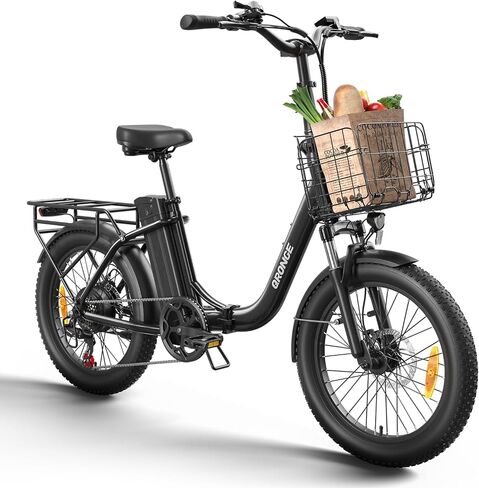 Electric Bike, 1000W Peak Folding Electric Bike, 486Wh 70 Miles Range Ebike, 20" Step-Thru Bicycle with Front Basket, Waterproof Removable Battery, 7 Speed, 25 MPH Max in Kuwait