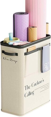 Large Yoga Equipment Storage OSrganizer - Easy-Grip Foldable Basket Keeps Yoga Mats and Fitness Supplies Tidy, Suitable for Home Gyms or Exercise Corners, Eliminating Clutter(Beige) in Saudi Arabia