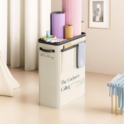 Large Yoga Equipment Storage OSrganizer - Easy-Grip Foldable Basket Keeps Yoga Mats and Fitness Supplies Tidy, Suitable for Home Gyms or Exercise Corners, Eliminating Clutter(Beige) in Saudi Arabia