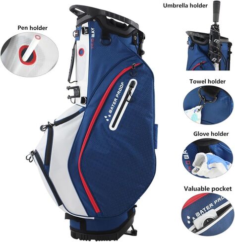 Golf Stand Bag with 14 Way Divider, Lightweight, Multiple Pockets, Golf Bag Rain Hood, Adjustable Dual Shoulder Straps,for Man and Woman Golfers in Kuwait
