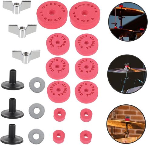 Red Drum Cymbal Gasket with EVA Pads Anti-skid Drum Clutch Cushions Professional Kit Accessories for Sound Protection and Stable Performance in Saudi Arabia