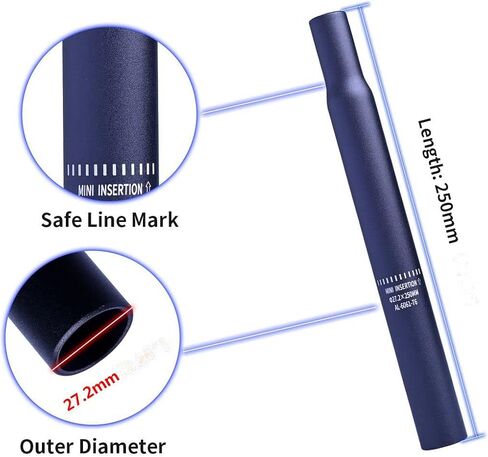 عمود مقعد الدراجة، 25.4/27.2/28.2 مم × 250 مم، 27.2 مم × 350 مم، عمود مقعد الدراجة الجبلية، عمود مقعد الدراجة مادة سبائك الألومنيوم. in Kuwait