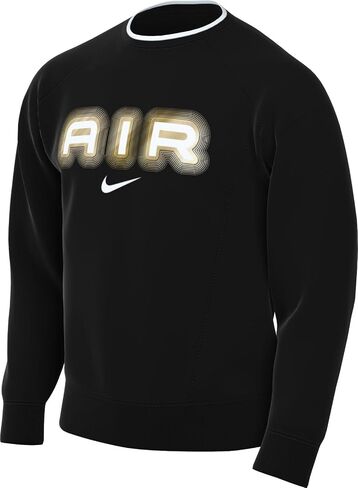 Nike Men's Air Fleece Crewneck Sweatshirt Top Shirt (US, Alpha, Medium, Regular, Regular, Black) in Saudi Arabia