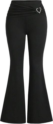 SOLY HUX Women's Flare Leggings Y2k Glitter Bell Bottoms High Waisted Yoga Pants Streetwear in Saudi Arabia