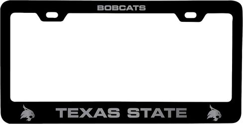 إطار لوحة ترخيص معدني منقوش بالليزر من Texas State Bobcats باللون الأسود، منتج جامعي مرخص رسميًا in Saudi Arabia