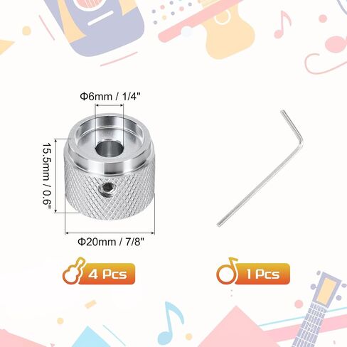 MECCANIXITY 4PCS Guitar Knobs, Metal, Volume Tone Control Dome Knobs 1/4" x 7/8" x 0.6", Aluminum Alloy, Orange Red in Saudi Arabia