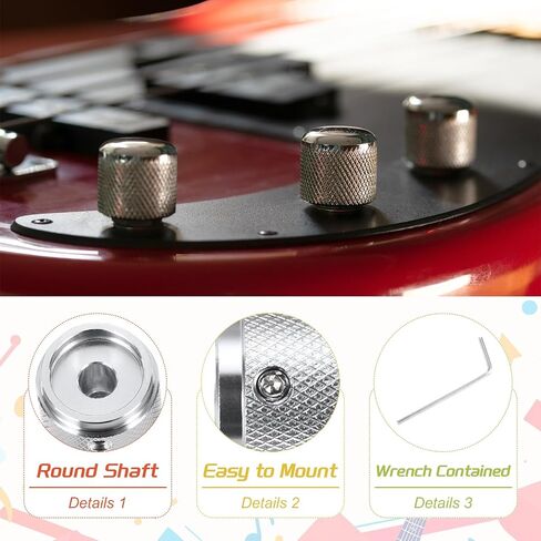 MECCANIXITY 4PCS Guitar Knobs, Metal, Volume Tone Control Dome Knobs 1/4" x 7/8" x 0.6", Aluminum Alloy, Orange Red in Saudi Arabia