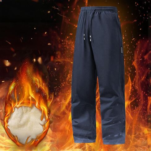 Mens Fleece Lined Winter Pants Loose Fit Warm Athletic Joggers with Pockets Workout Lightweight Running Sweatpants in Saudi Arabia