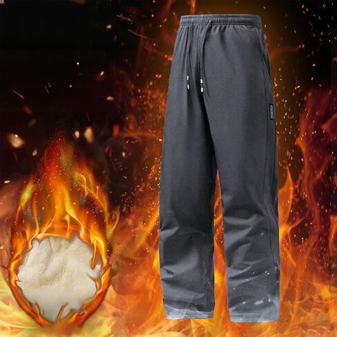 Mens Fleece Lined Winter Pants Loose Fit Warm Athletic Joggers with Pockets Workout Lightweight Running Sweatpants in Saudi Arabia