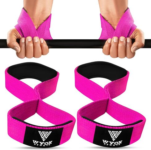 WYOX Figure 8 Weight Lifting Straps for Weightlifting Heavy Duty Deadlifting Workout Straps | Wrist Wraps Gym Equipment Gear Men Women PAIR in Saudi Arabia