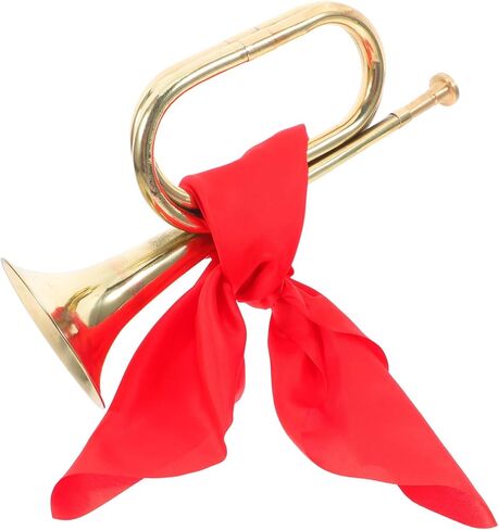 Vaguelly Metal Bugle Trumpet for Beginners Marching Band Instrument with Rich Sound for Parades and School Performances Classic Design with Red Scarf in Saudi Arabia