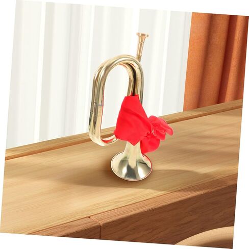 Vaguelly Metal Bugle Trumpet for Beginners Marching Band Instrument with Rich Sound for Parades and School Performances Classic Design with Red Scarf in Saudi Arabia