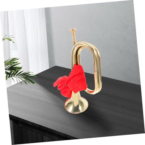 Vaguelly Metal Bugle Trumpet for Beginners Marching Band Instrument with Rich Sound for Parades and School Performances Classic Design with Red Scarf in Saudi Arabia