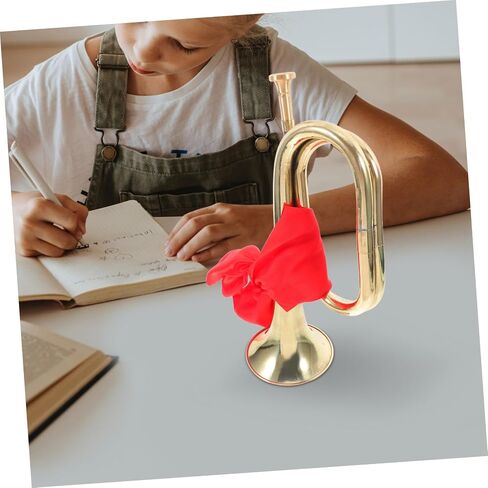 Vaguelly Metal Bugle Trumpet for Beginners Marching Band Instrument with Rich Sound for Parades and School Performances Classic Design with Red Scarf in Saudi Arabia