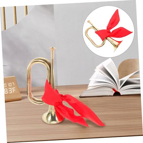 Vaguelly Metal Bugle Trumpet for Beginners Marching Band Instrument with Rich Sound for Parades and School Performances Classic Design with Red Scarf in Saudi Arabia
