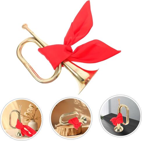 Vaguelly Metal Bugle Trumpet for Beginners Marching Band Instrument with Rich Sound for Parades and School Performances Classic Design with Red Scarf in Saudi Arabia