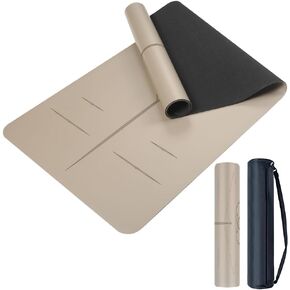 Natural Rubber Yoga Mat - Non Slip Non Toxic - 5mm Thick Yoga Mat for Hot Yoga/Pilates - Extra Large 26.8’’ with Alignment Guide - Sweat Proof - with Carrying Bag in Saudi Arabia